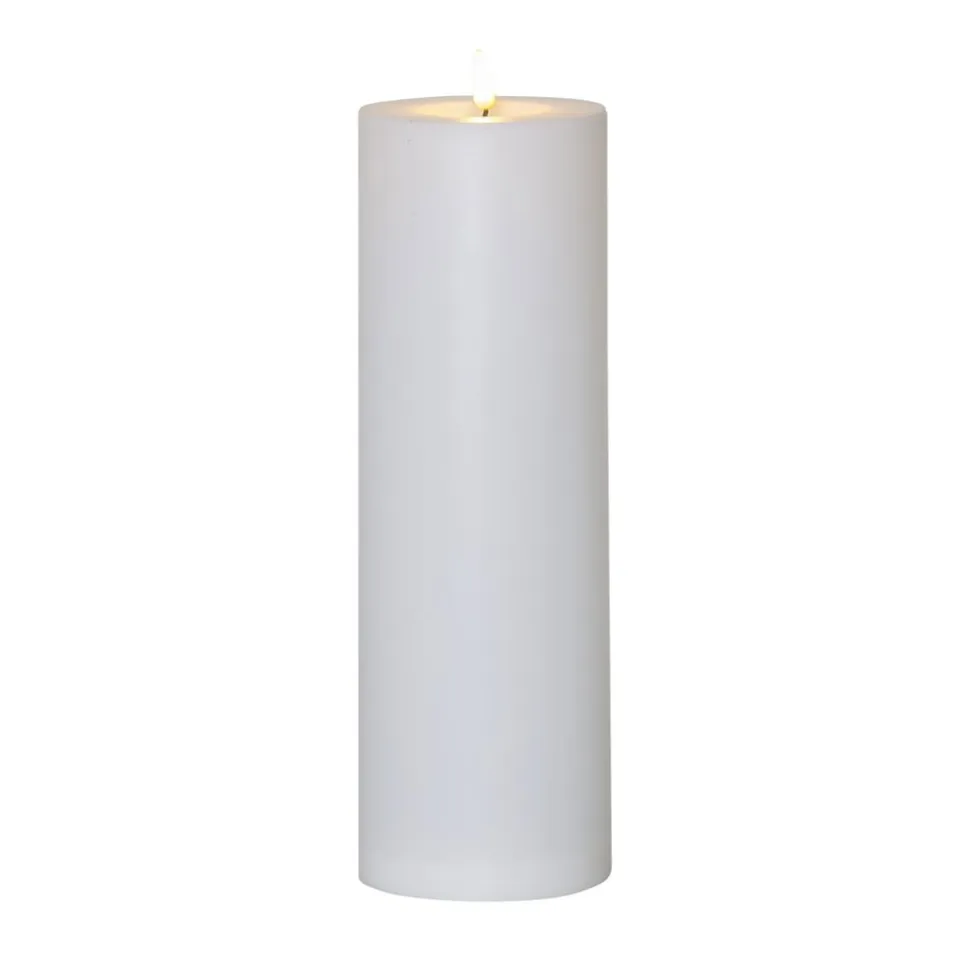 LED stearinlys Flamme Rak 32,5 cm hvid plast batteridrevet