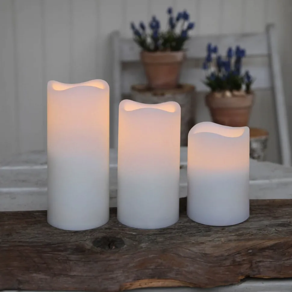 LED stearinlys, sæt med 3 til udendørs