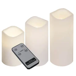 LED stearinlys, sæt med 3 til udendørs