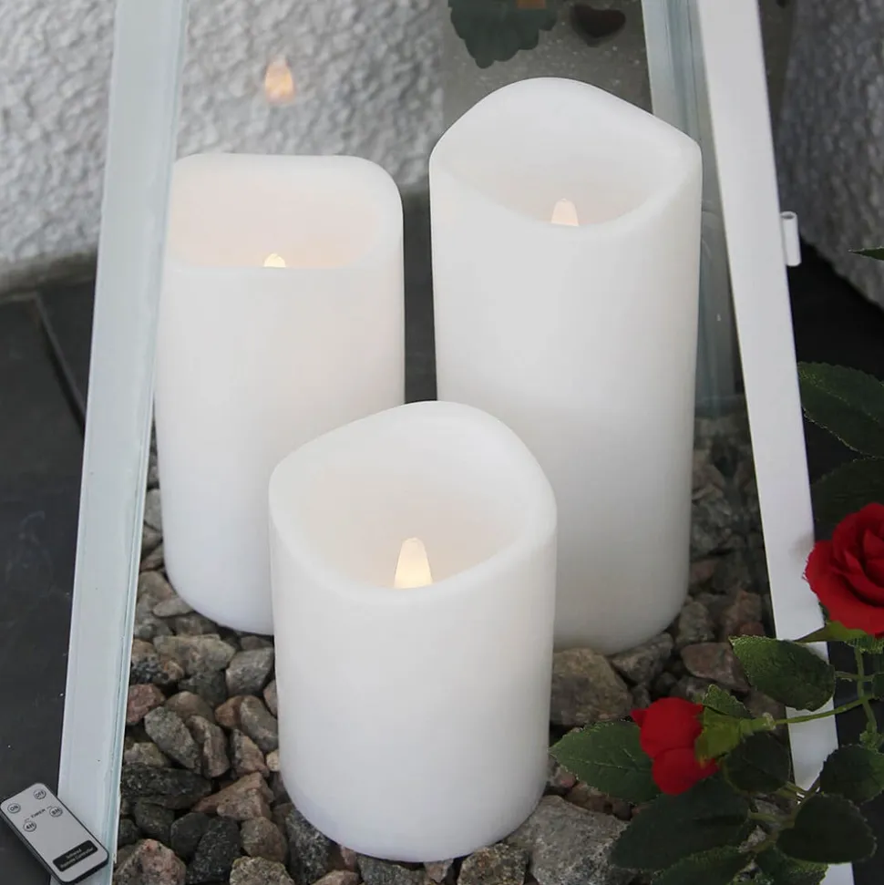 LED stearinlys, sæt med 3 til udendørs