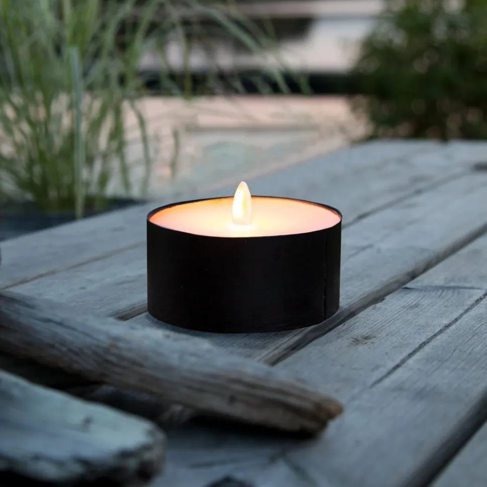 LED stearinlys Torch Candle sort metal/voks batteridrevet