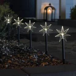 LED udendørs dekorationsstjerne, 5-lys, med jordspyd
