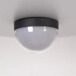 LED udendørs loftlampe Mon, grafit, Ø 18 cm, IP65, 3.000K