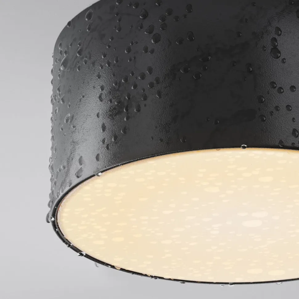 LED udendørs loftlampe Zon, sort, Ø 12 cm, 3.000 K metal