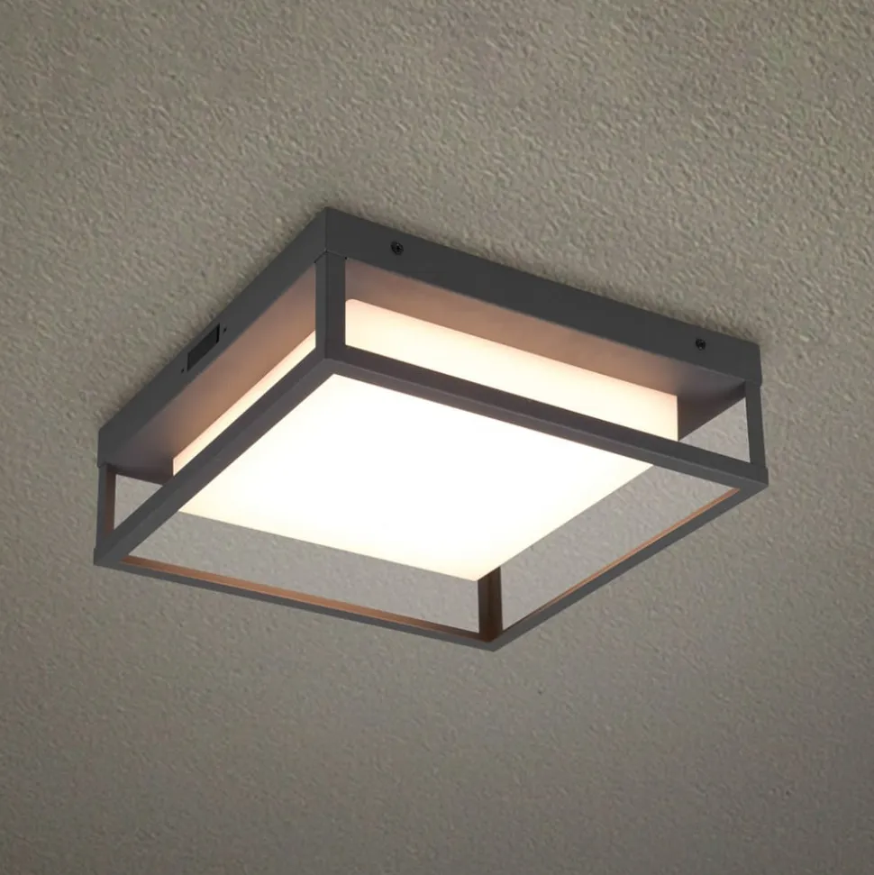 LED udendørs loftslampe Witham IP54, CCT, antracit