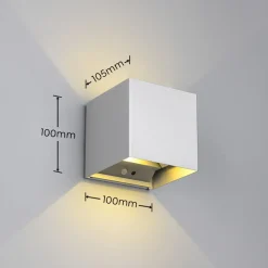 LED udendørs væglampe Talent, titanium-farvet, bredde 10 cm, sensor