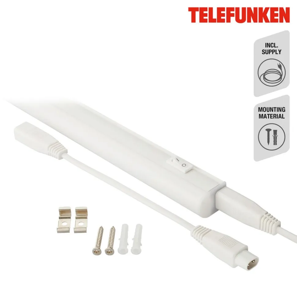 LED underskabslampe Hephaistos, hvid, længde 117 cm