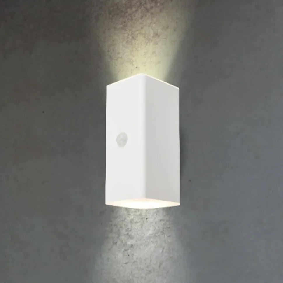 LED-akkudrevet udendørs væglampe, hvid, sensor, op/ned