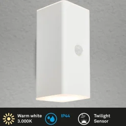 LED-akkudrevet udendørs væglampe, hvid, sensor, op/ned