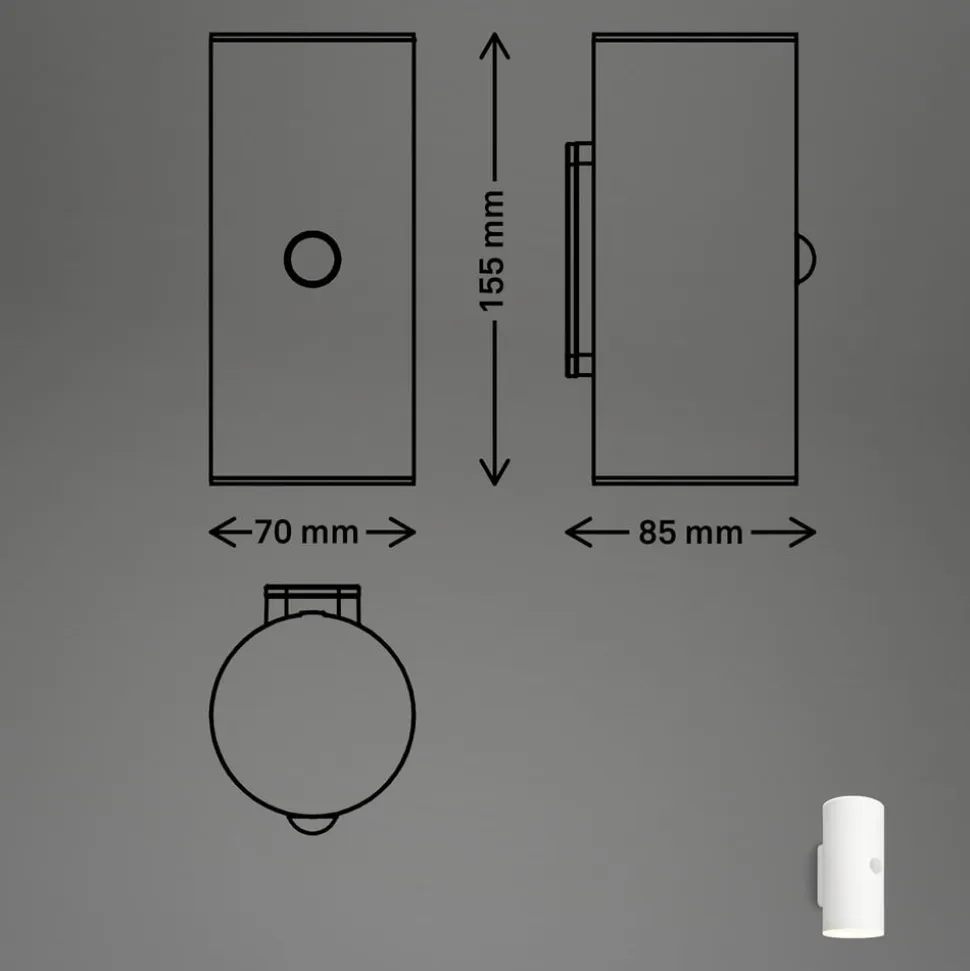 LED-akkudrevet udendørs væglampe, hvid, sensor, op/ned