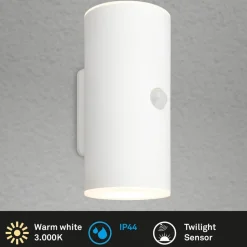 LED-akkudrevet udendørs væglampe, hvid, sensor, op/ned