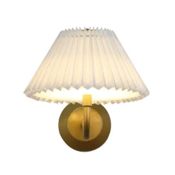 LED-akku-væglampe DANISH, udhæng 25 cm guldfarvet metal