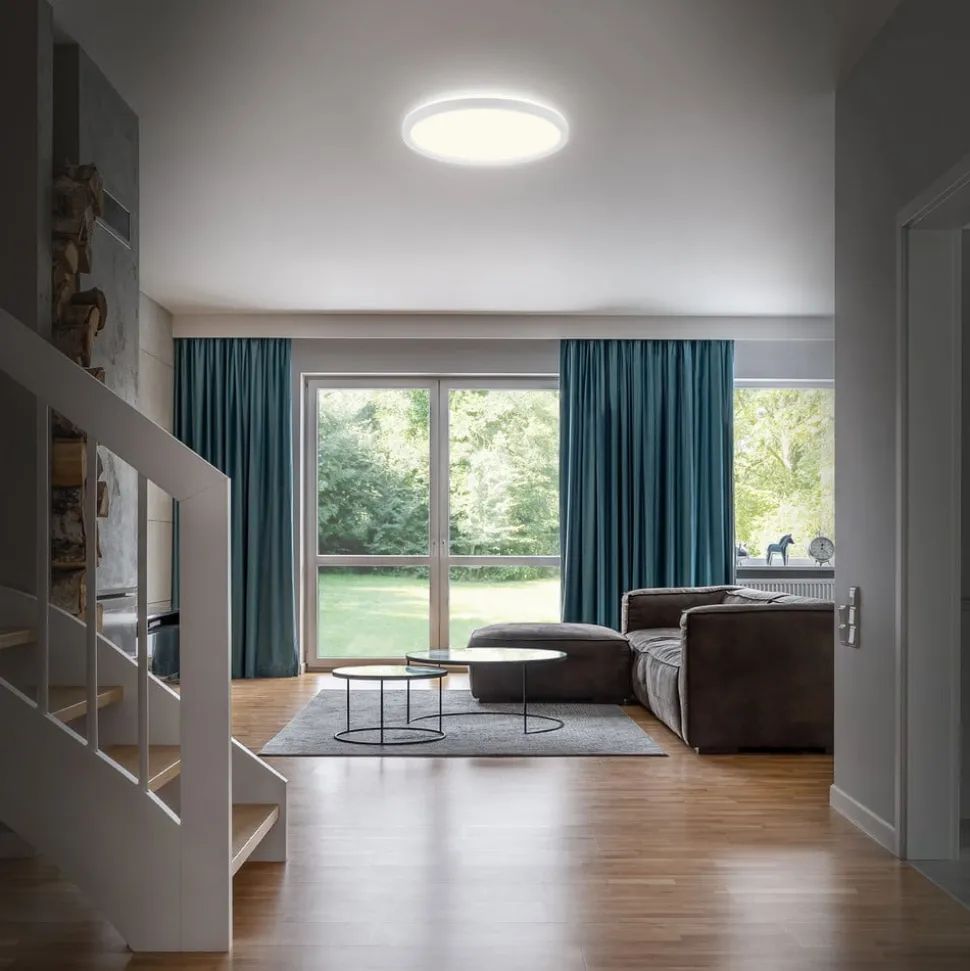LED-badeværelsesloftlampe Slim Drip, hvid, Ø 42 cm