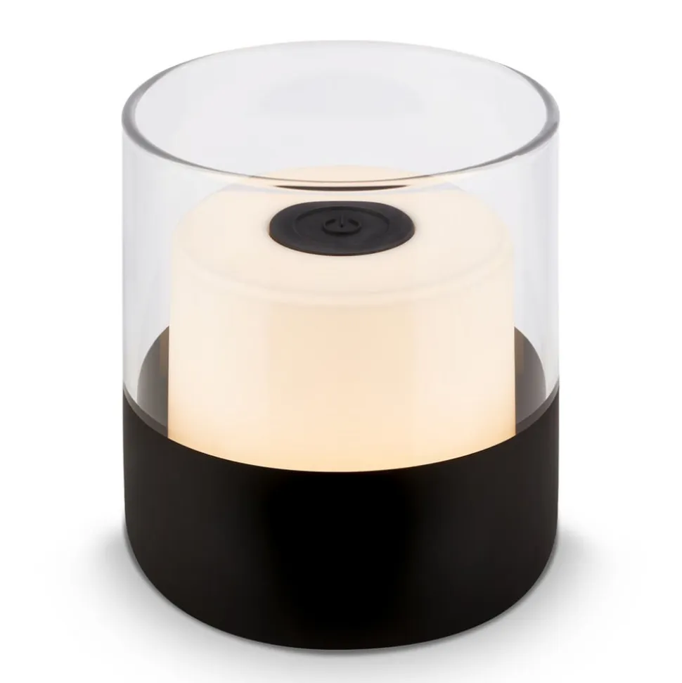LED-batteri-bordlampe 7438 IP44 dæmper, sort