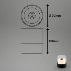 LED-batteri-bordlampe 7438 IP44 dæmper, sort