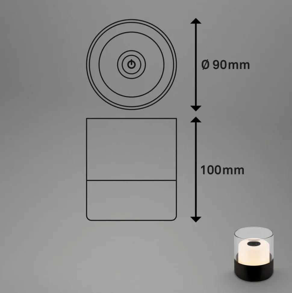 LED-batteri-bordlampe 7438 IP44 dæmper, sort