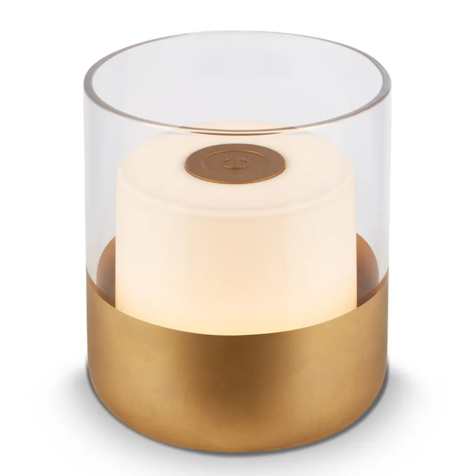 LED-batteri-bordlampe 7483 IP44 lysdæmper, guld