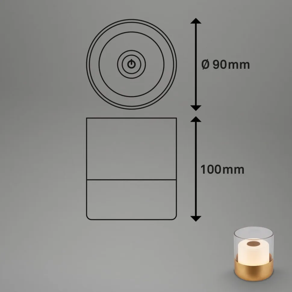 LED-batteri-bordlampe 7483 IP44 lysdæmper, guld