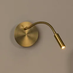 LED-batterivægspot Jolijn, guldmat, fleksibel arm, Ø 11 cm, magnet