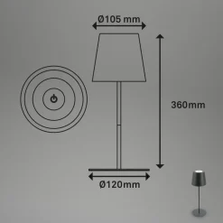 LED-bordlampe 7508015, antracit 2.700 K IP44 Touchdim