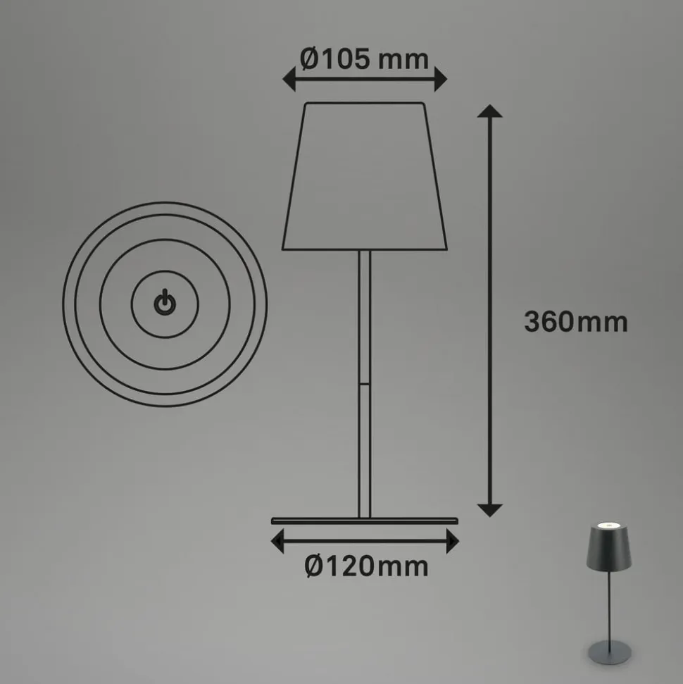 LED-bordlampe 7508015, antracit 2.700 K IP44 Touchdim