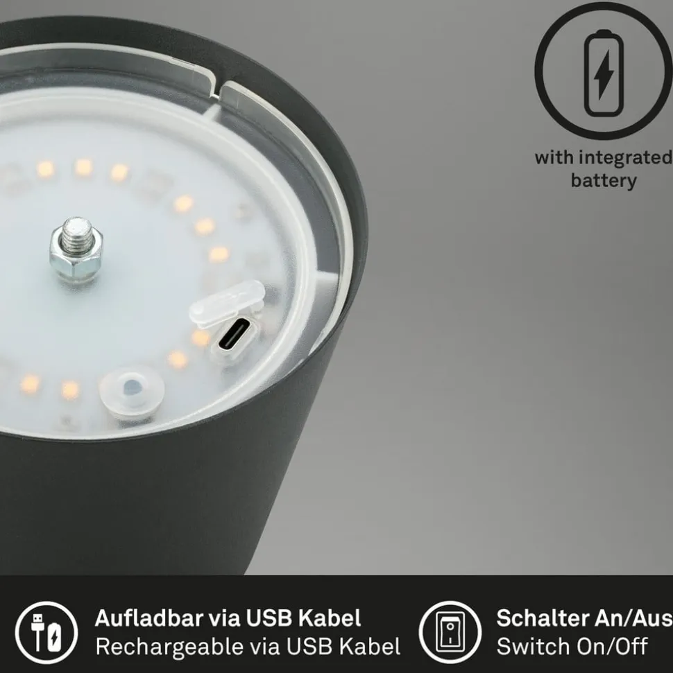 LED-bordlampe 7508015, antracit 2.700 K IP44 Touchdim