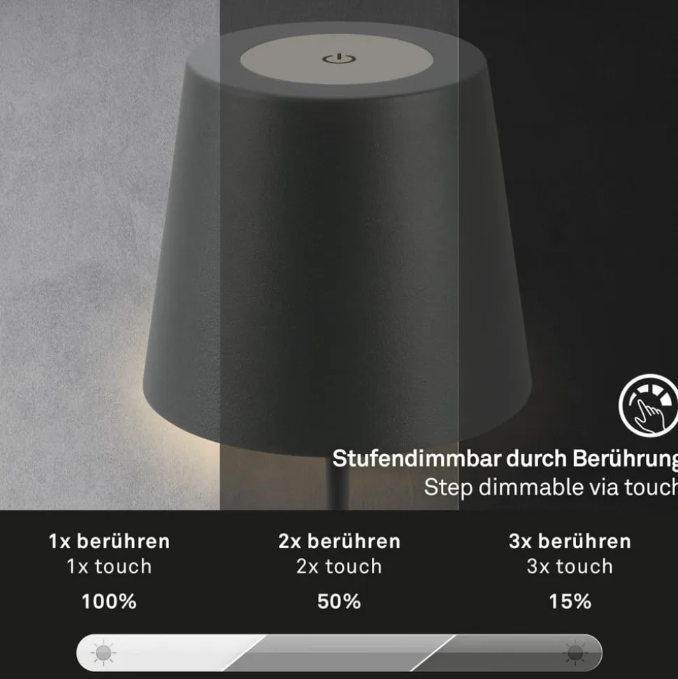 LED-bordlampe 7508015, antracit 2.700 K IP44 Touchdim