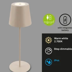 LED-bordlampe 7508011, beige, 2.700 K IP44 touchdæmper