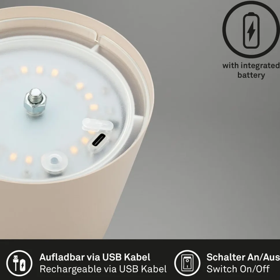 LED-bordlampe 7508011, beige, 2.700 K IP44 touchdæmper