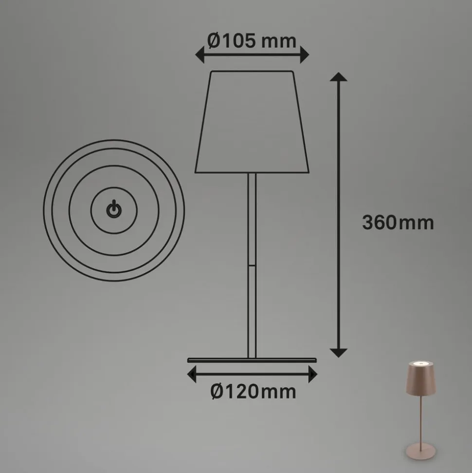 LED-bordlampe 7508012, brun, 2.700 K IP44 touchdæmper