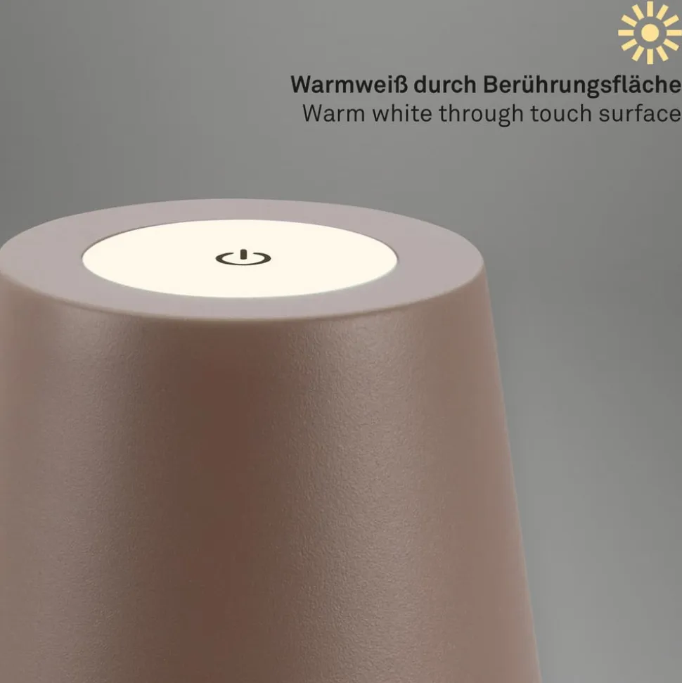 LED-bordlampe 7508012, brun, 2.700 K IP44 touchdæmper