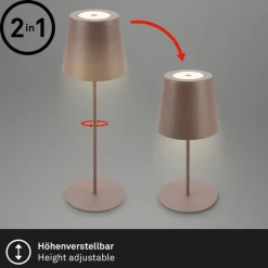 LED-bordlampe 7508012, brun, 2.700 K IP44 touchdæmper