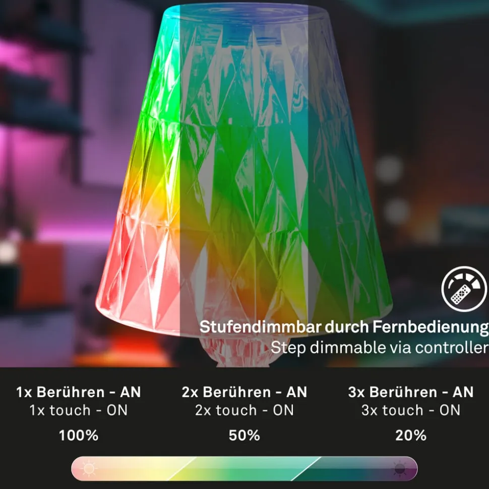 LED-bordlampe 7464010 RGB med fjernbetjening