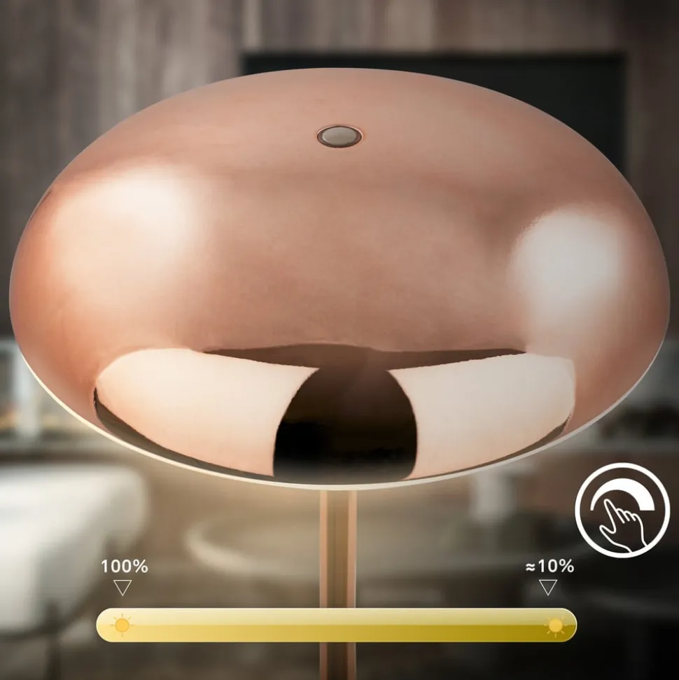 LED-bordlampe Brilo unplugged Caxa, kobberfarvet