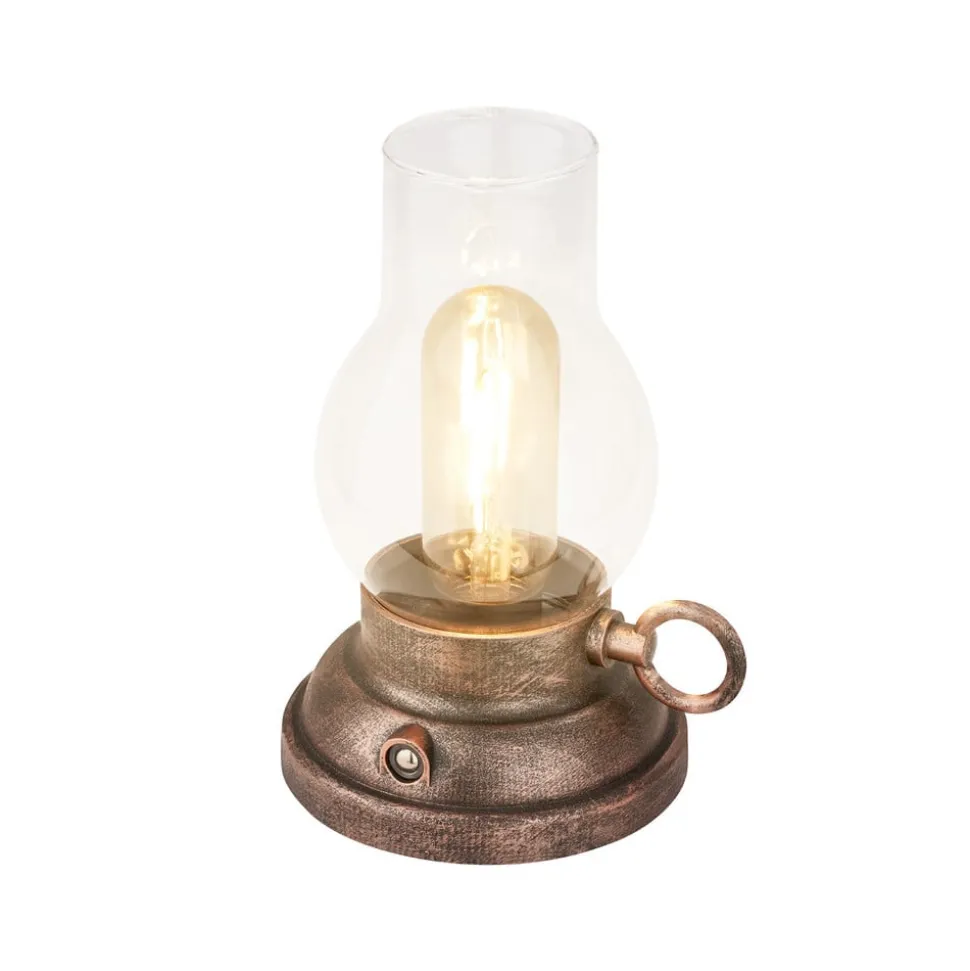 LED-bordlampe Brilo unplugged Kanea bronzefarvet 18 cm