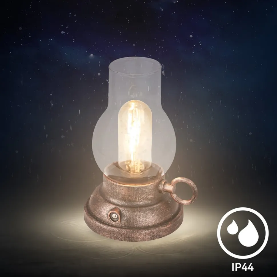 LED-bordlampe Brilo unplugged Kanea bronzefarvet 18 cm