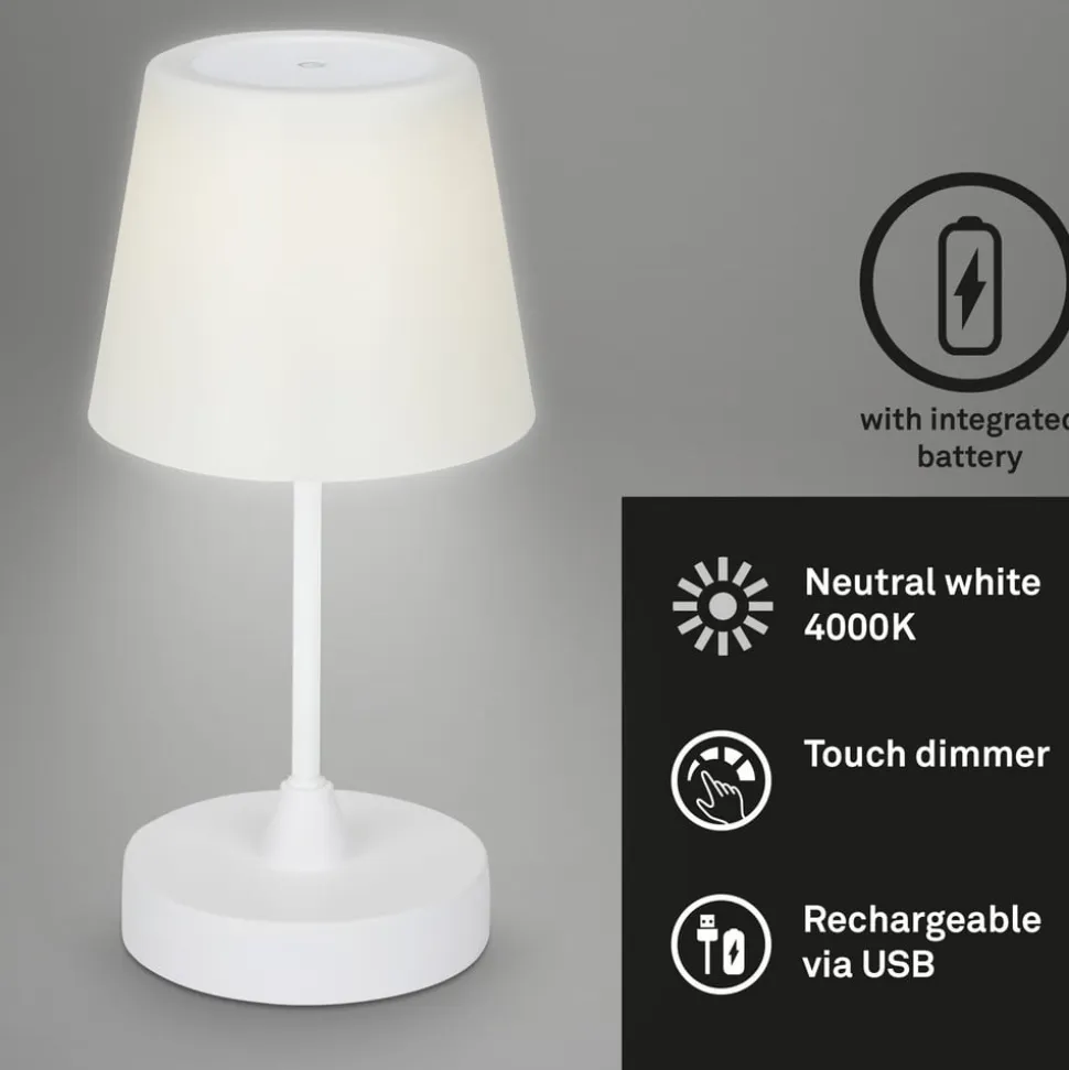LED-bordlampe Campi, genopladeligt batteri, dæmpbar, hvid