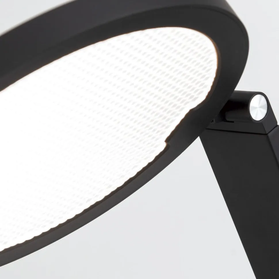 LED-bordlampe Fati, sort, højde 60 cm, aluminium, dæmper
