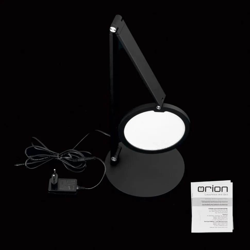 LED-bordlampe Fati, sort, højde 60 cm, aluminium, dæmper