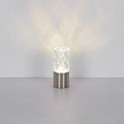 LED-bordlampe Lunki, nikkelfarvet, højde 19 cm, CCT
