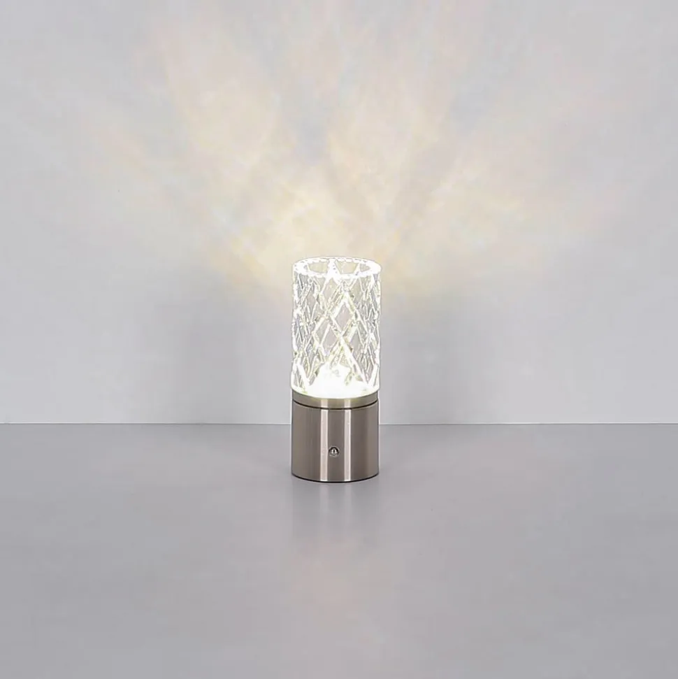 LED-bordlampe Lunki, nikkelfarvet, højde 19 cm, CCT