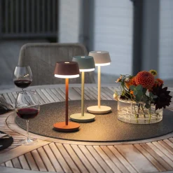 LED-bordlampe Lyon, grøn/grå, IP54, dæmper, CCT, RGB
