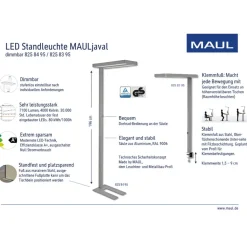 LED-bordlampe MAULjaval, sølv, 120 cm, dæmpbar, klemmefod