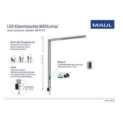 LED-bordlampe MAULsirius, sort, dæmpbar, CCT-klemmesokkel