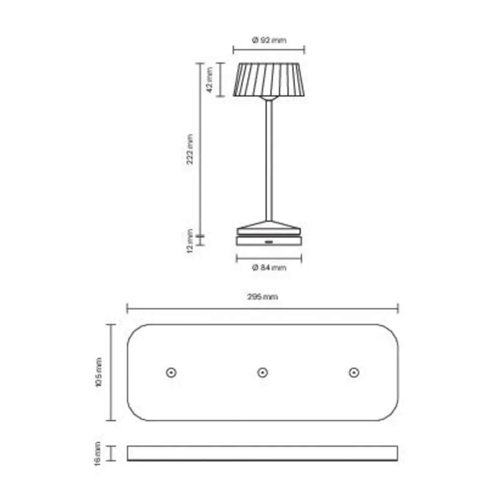 LED-bordlampe med batteri Facetta, 3-pak, sort, 22 cm, IP44