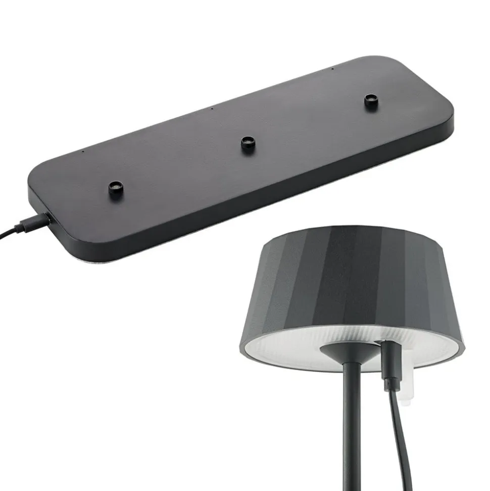 LED-bordlampe med batteri Facetta, 3-pak, sort, 22 cm, IP44