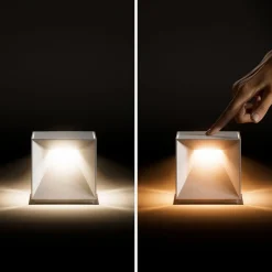 LED-bordlampe med batteri Nutalis, grafitgrå, IP54, dæmpbar