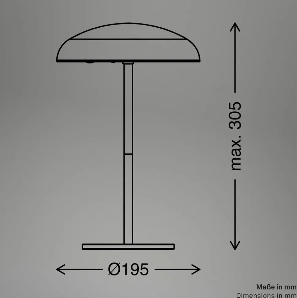 LED-bordlampe med batteri Brilo unplugged Caxa, sort/messing