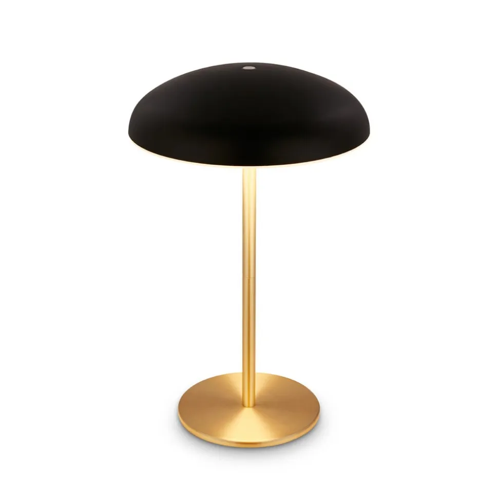 LED-bordlampe med batteri Brilo unplugged Caxa, sort/messing