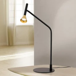 LED-bordlampe Odeon, sort, drejelig
